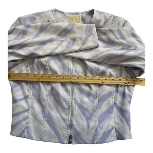 Alberto Makali x Cache Jacket Womens Size 8 Purple Abstract Cropped Zip Closure - Picture 8 of 11